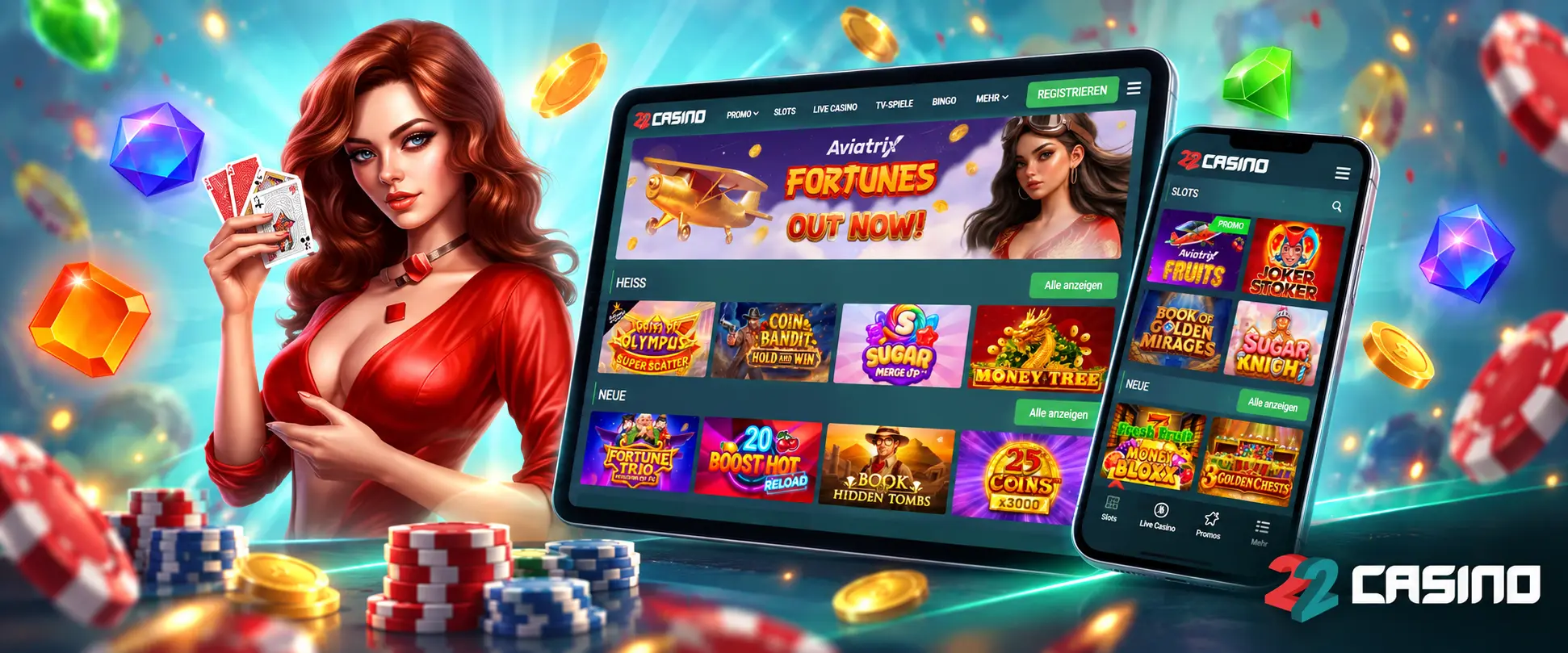 22Casino Login im mobilen Browser
